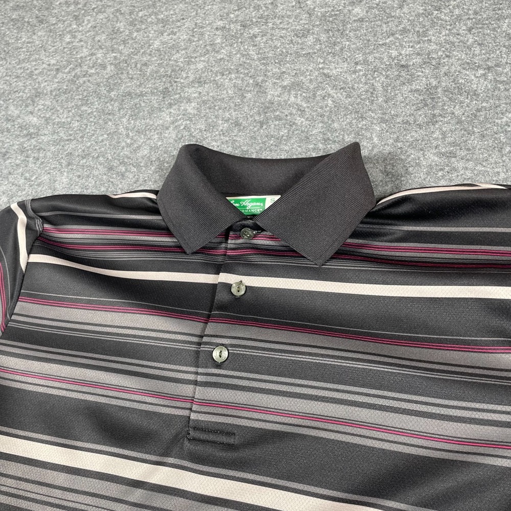 Ben Hogan Shirt Mens Small Black Striped Golf Polo Short Sleeve Power Air Casual